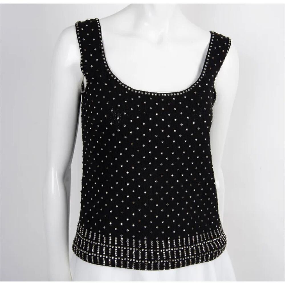 VTG Lillian Parker NY Original Hand Knits evening sweater w/ Swarovski crystals